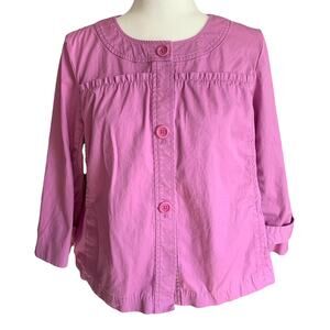 Talbots Women's Lavender Purple Casual Cotton Jacket with Ruffle 14P